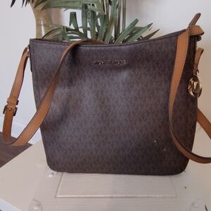 Michael Kors Dark Brown and Tan Shoulder Bag